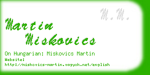 martin miskovics business card